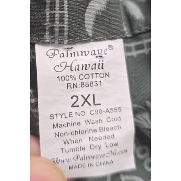 Palmwave Hawaii Shirt Men's 2XL Green Buttons Hang Loose Hawaiian Short Sleeve - Picture 3 of 14